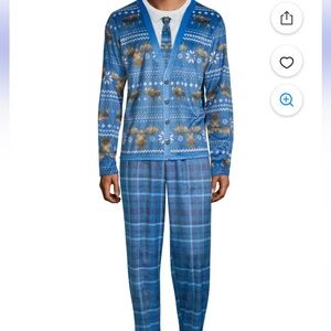 Briefly Stated Men's Moose Cardigan Pajama Set Size XL NEW